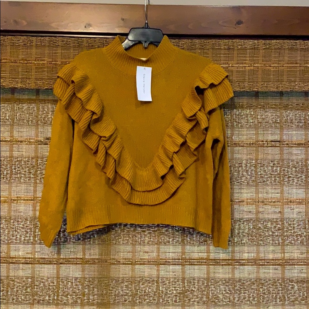 Mustard ruffle sweater